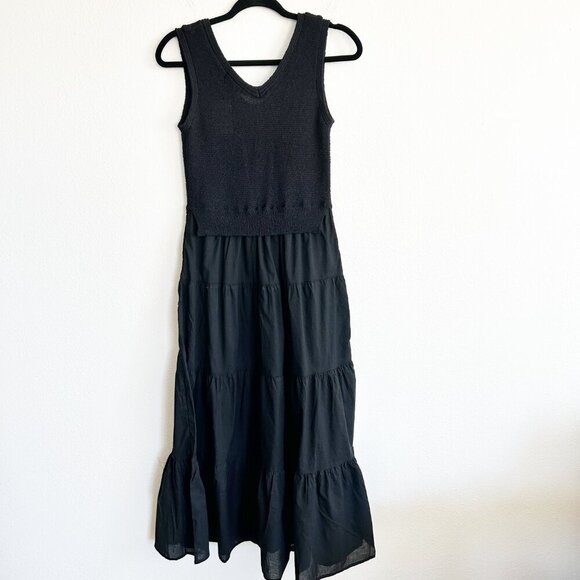 NWT Say What? Dress Black Midi Layered Tier Ruffle Sleeveless - Picture 6 of 12